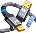 8K Displayport Cable 1.4, VESA Certified 6.6FT DP Cord (8K@60Hz, 4K@144Hz, 2K@240Hz), 32.4Gbps Display Port Cable for Gaming Monitor, Graphic, PC, HDR/HDCP 2.2/Freesync/G-Sync, Braided, Grey