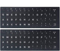 2PCS Universal English Keyboard Stickers, Matte Replacement English Keyboard Stickers with White Font on Black Background for Laptops and Desktops, Keyboard Alphabet Stickers