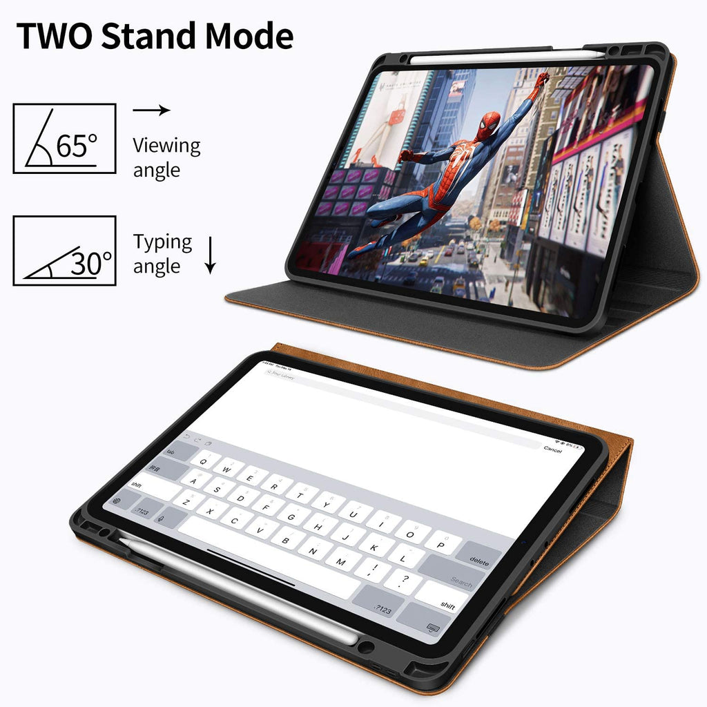 Case for Ipad Pro 12.9 2022 6Th/5Th/4Th/3Rd Generation with Pencil Holder Pocket Folio Stand Cover Soft TPU Back Shockproof, Auto Sleep/Wake,Vegan Leather